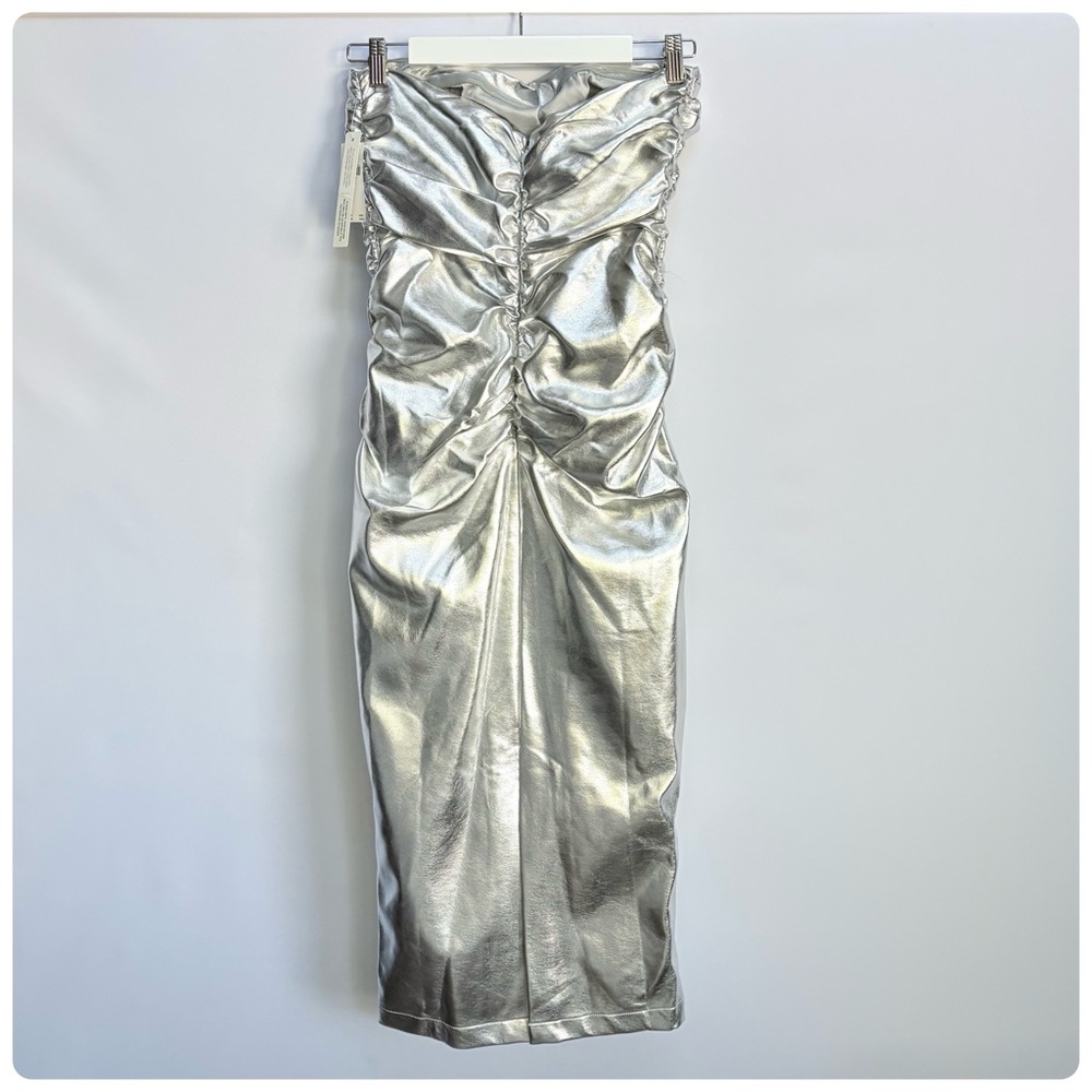 NWT Anthro The Soleil Magic Fabric Strapless Ruched Party Liquid-shine Dress: S - Picture 8 of 11